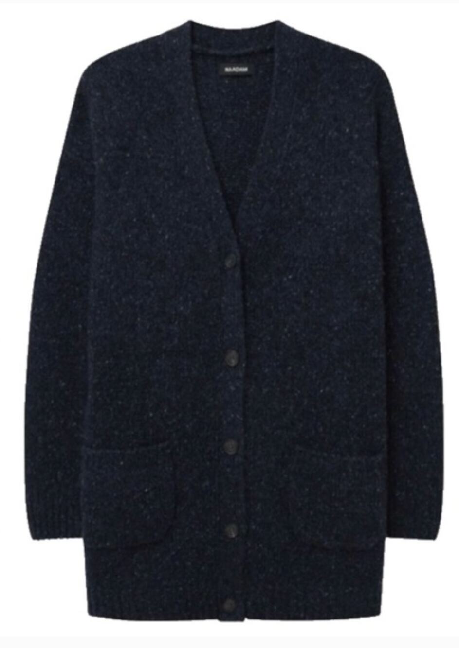Naadam marled cashmere grandpa cardigan blue